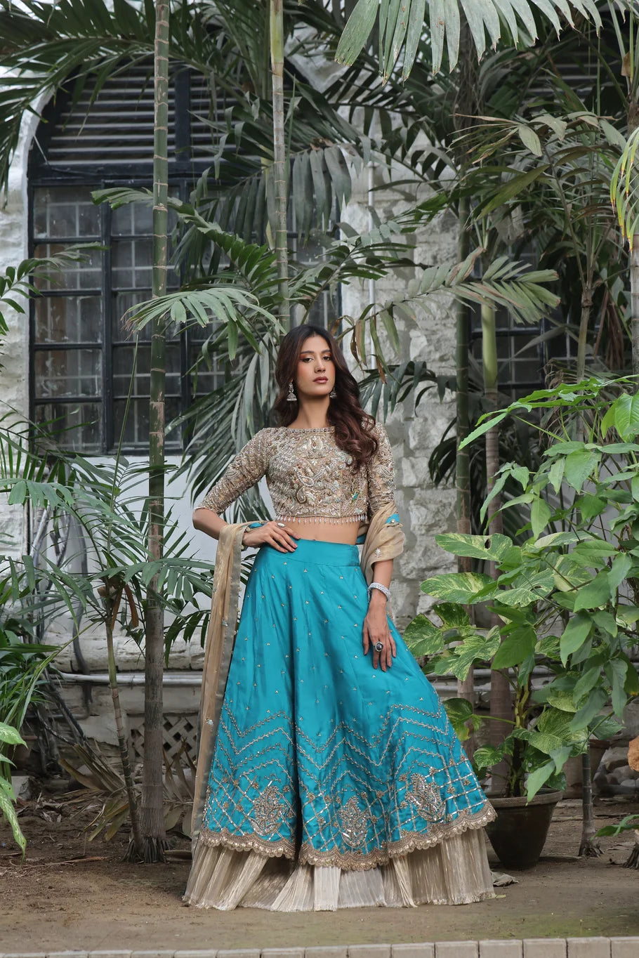 Opulent Gold & Teal Lehenga Choli