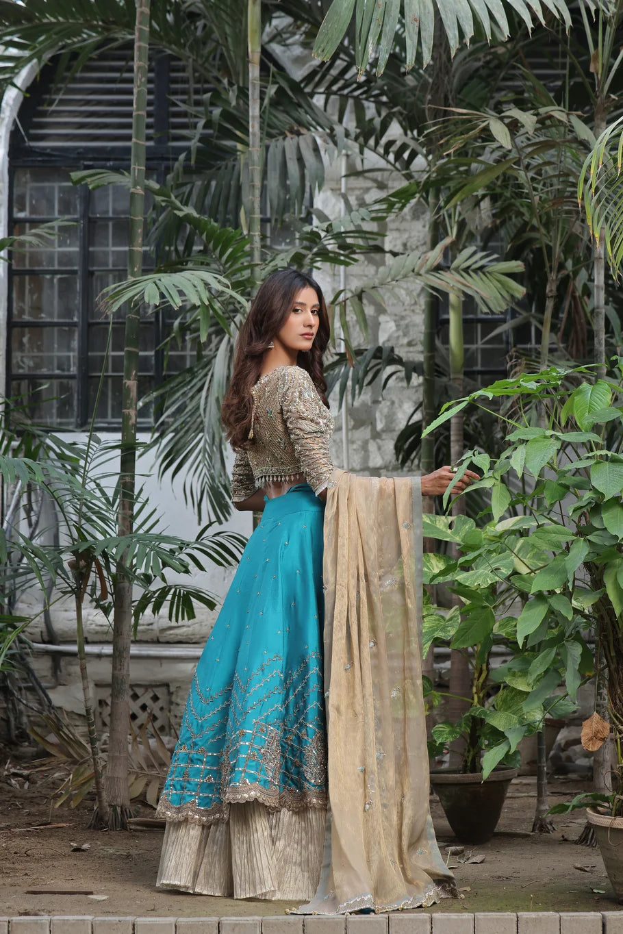 Opulent Gold & Teal Lehenga Choli