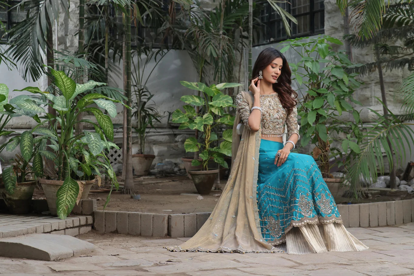 Opulent Gold & Teal Lehenga Choli