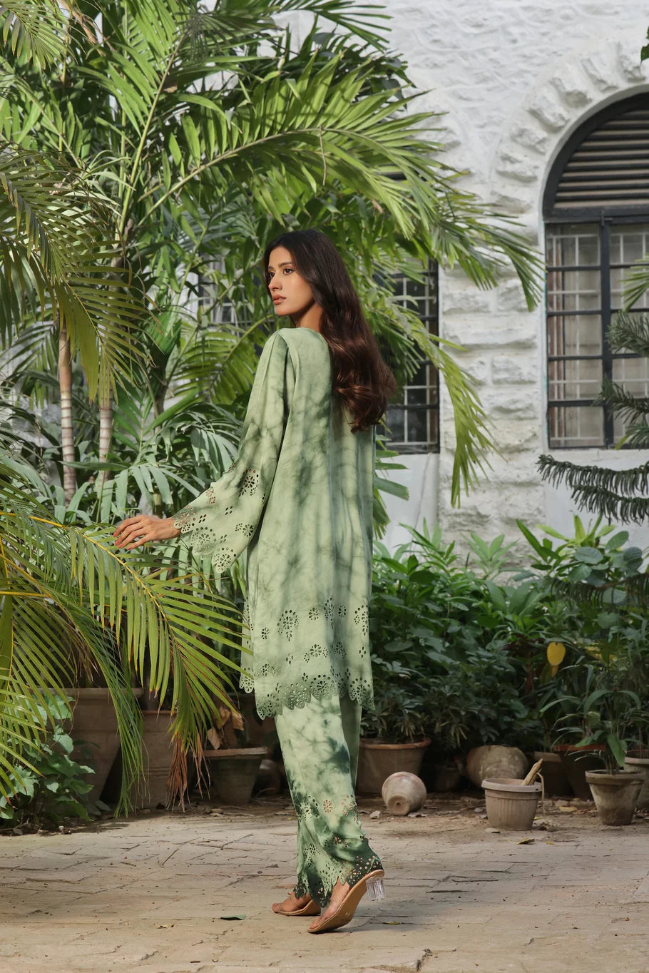 Green Tie-Dye Crepe Co-ord Set