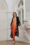 Velvet Jacket with Ombre Orange Set