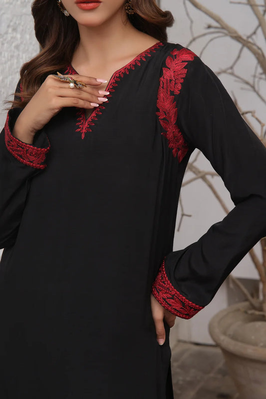 Black & Red Georgette Ensemble