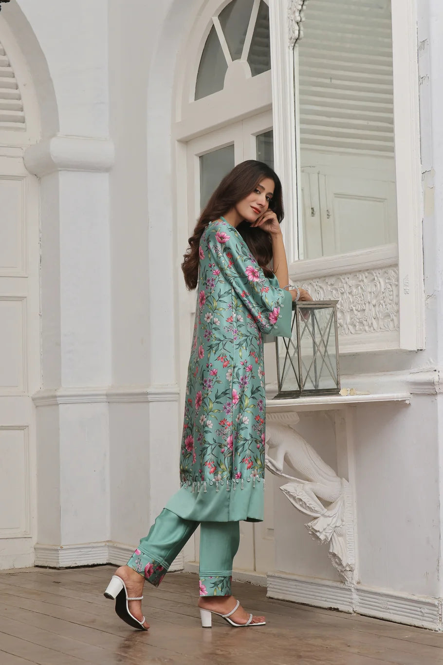 Silk Printed Long Shirt & Pants