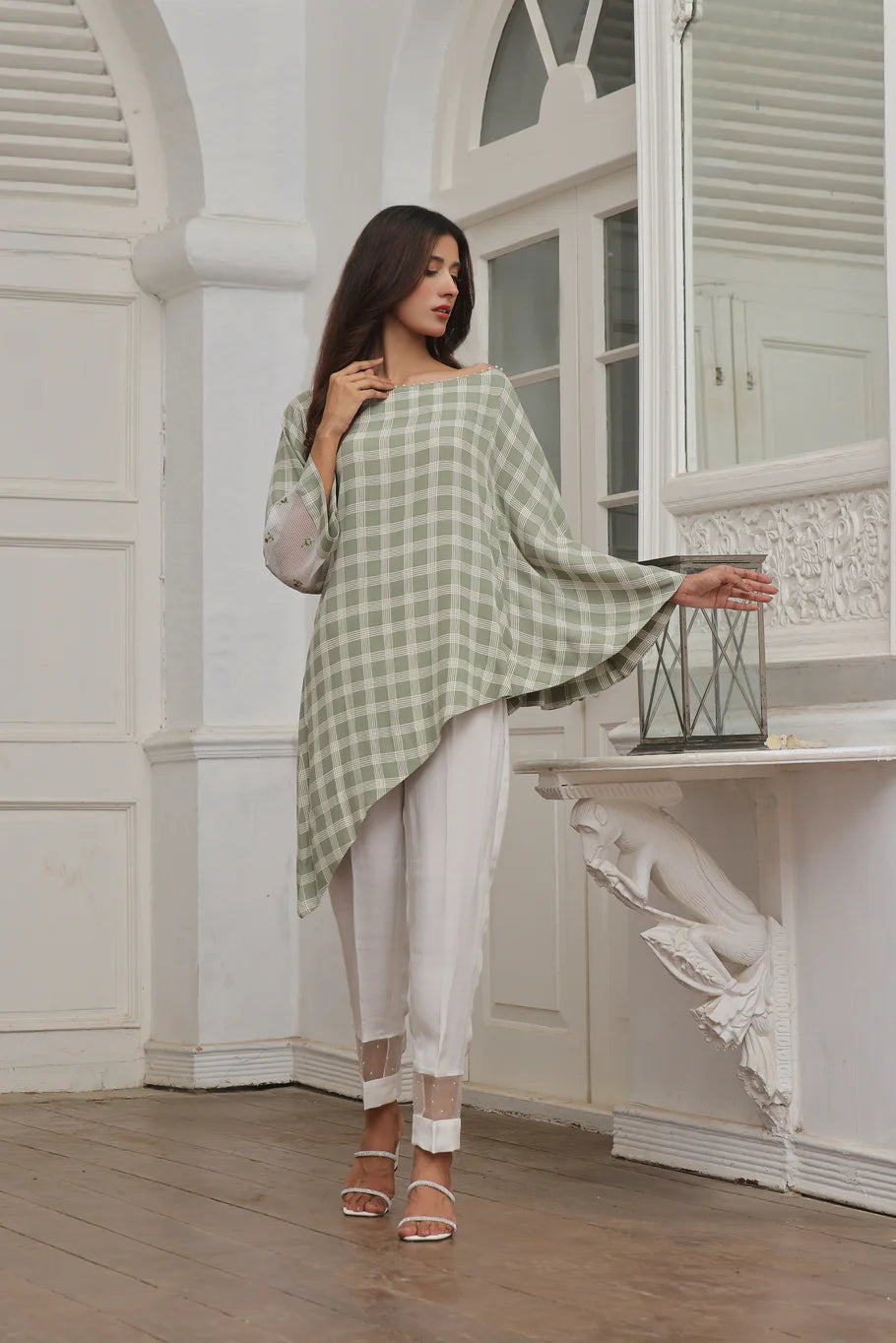 Georgette Green & White Fusion Set