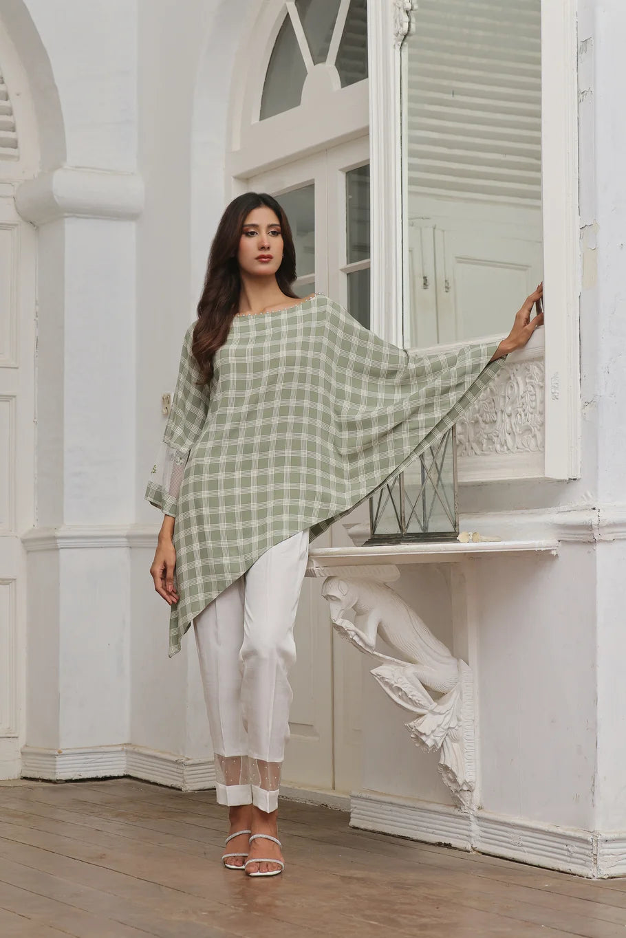 Georgette Green & White Fusion Set