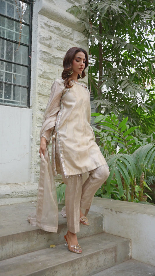 Muted Gold Tissue Shirt & Pants