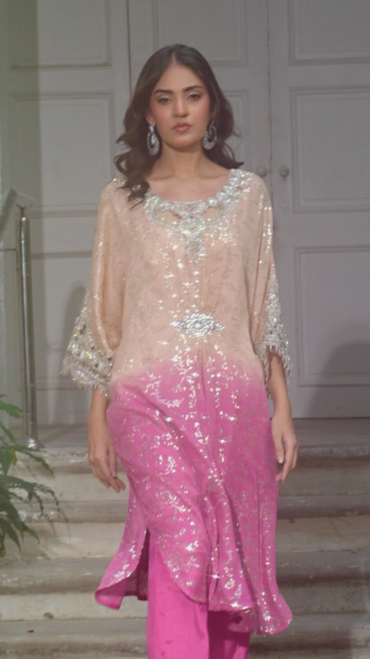 Ombre Sequined Chiffon Kaftan