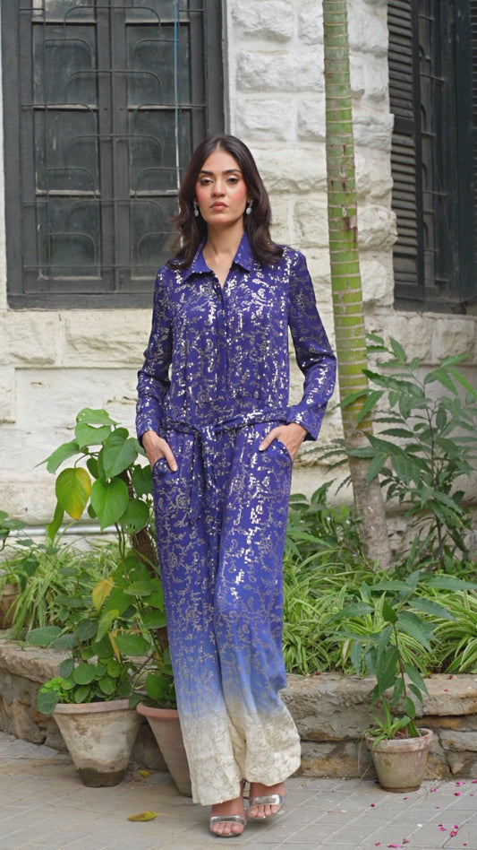 Glamorous Blue Sequined Jumpsuit