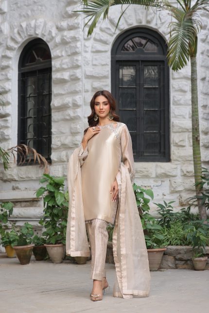 Muted Gold Tissue & Jamawar Set